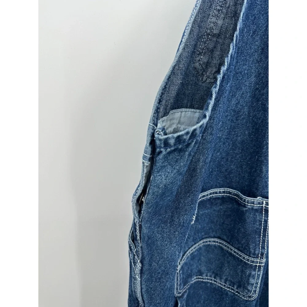 Real Work Mens Blue Denim Relaxed Fit Carpenter Bib Overalls 34W x 29L
